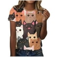 thumbnail image 1 of Cute Cats Tees for Women 3/4 Sleeved Tops Round Neck Tee Shirts Loose Relaxed Fit Tunic Tops Trendy Dressy Blouses Holiday Beach Party Clothes Summer 2025, 1 of 4
