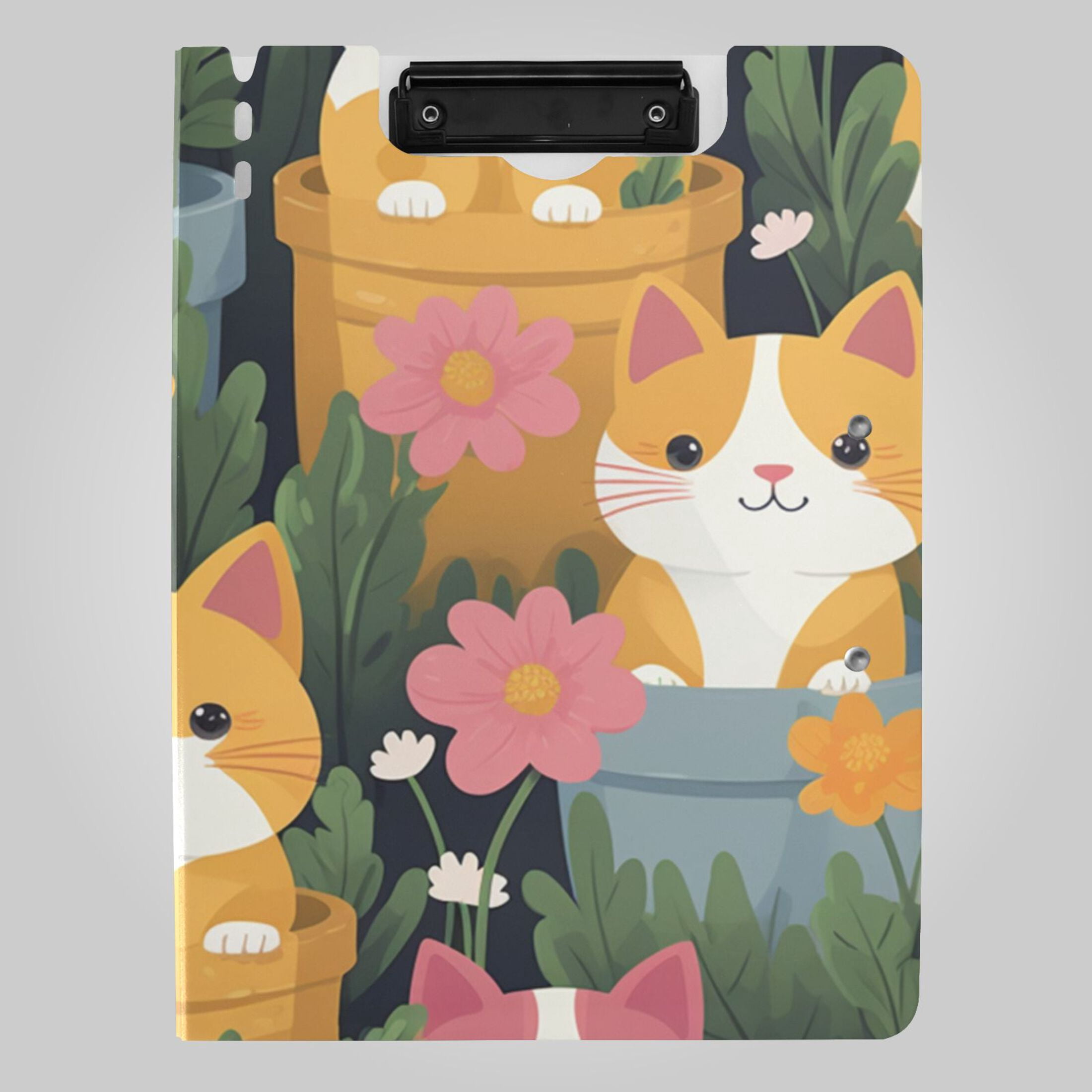 Cat File Floder Computer Cute Cats in The Flowerpot Flowers Leaves Foldable Binder Folder ...
