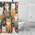 thumbnail image 1 of Cute Cats in The Flowerpot Flowers Leaves Shower Curtains with 12 Hooks Waterproof Bathroom Decor 66" x 72", 1 of 6
