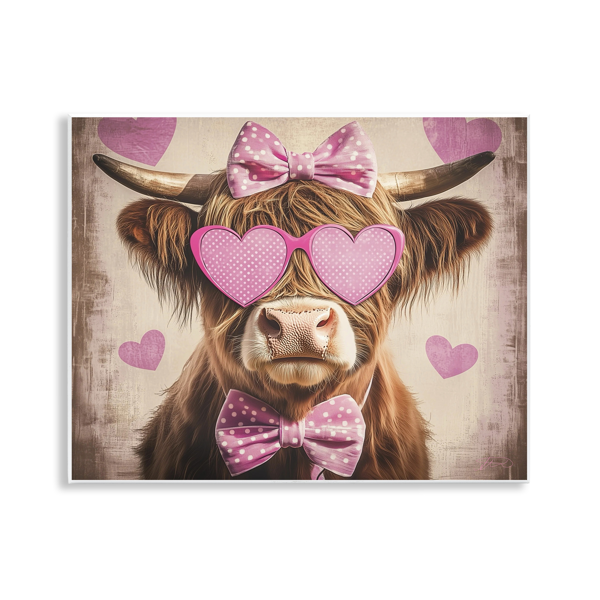 Cute Cattle Pink Hearts Wall Plaque Art, design by Shawna Stewart