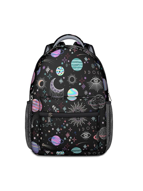 Cute Celestial Backpack - Waterproof & Durable with Spinal Support, Starry Night Sky Print for Teenagers & College