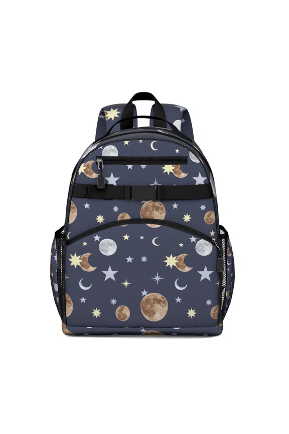 Cute Celestial Backpack for School - Waterproof & Adjustable Book Bag with Moon and Stars Print, Ideal for Heavy Loads