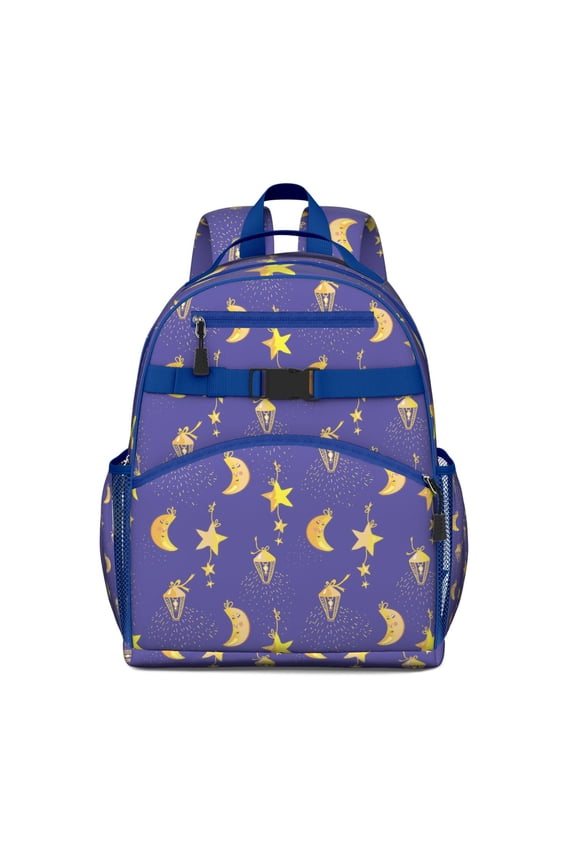 Cute Celestial Backpack for School - Waterproof & Adjustable Book Bag with Moon and Stars Print, Ideal for Heavy Loads