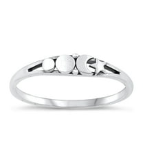 Cute Celestial Ring .925 Sterling Silver Star Moon Band Jewelry Female Male Unisex Size 7