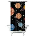 thumbnail image 1 of Cute Celestial Shower Curtain Space Geek Theme with Rocket Alien Spacecraft Quick-Dry Fade-Resistant Fabric, 1 of 5