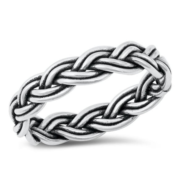 Cute Celtic Braided Weave Promise Ring .925 Sterling Silver Band Jewelry Female Male Unisex Size 6