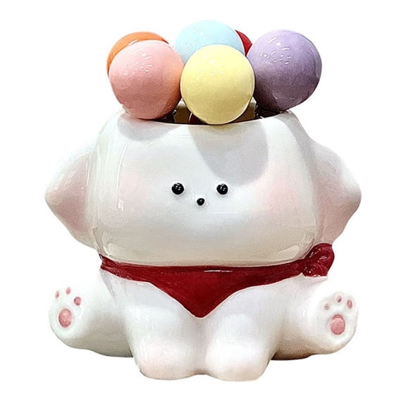 Cute Ceramic Dog Fruit Fork Jar Set Afternoon Tea Dessert