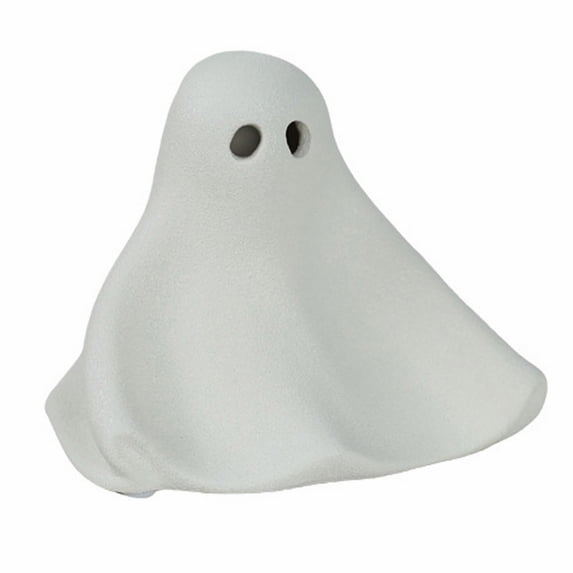 Cute Ceramic Ghost Figurine – Halloween Desktop Decor with Friendly Face, Sturdy Base for Shelf, Mantel, and Tabletop Display
