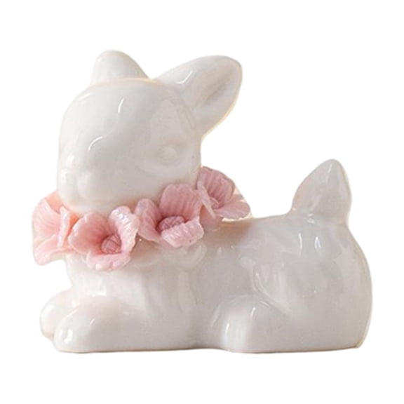 Cute Ceramic Rabbit Figurine, Home Office Desktop Decor Accent, Living Room Bedroom Shelf Ornament, Gift For Rabbit Lovers And Animal Decor Enthusiasts