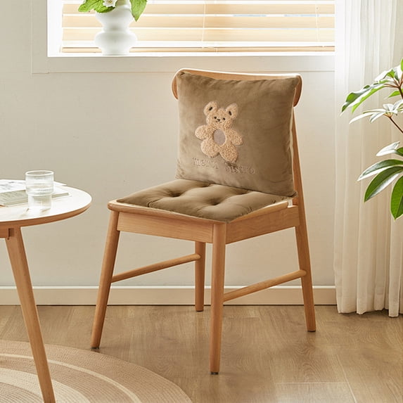 Cute Chair Cushion, Soft Seat Cushions for Office Desk, Kawaii Chair Cushion Detachable Back and Ties for Dining Office Study Garden, Brown