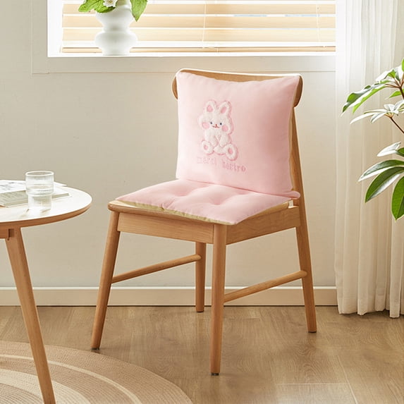 Cute Chair Cushion, Soft Seat Cushions for Office Desk, Kawaii Chair Cushion Detachable Back and Ties for Dining Office Study Garden, Pink