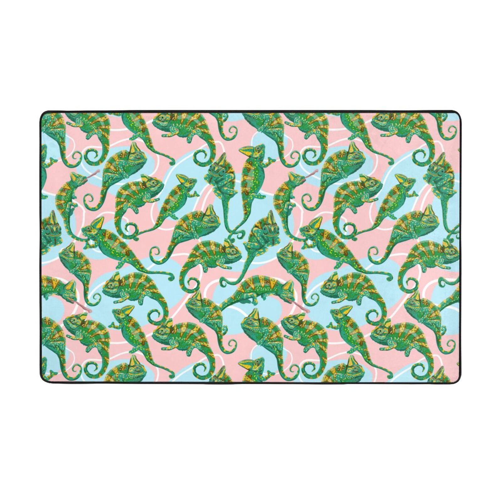 Cool Rug Lizard Cute Chameleon Lizard Green Shaggy Area Rug, Rugs for Living Room ...
