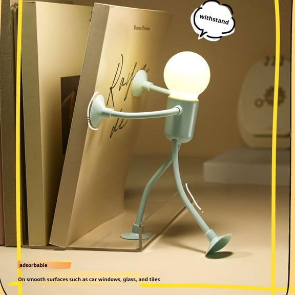 Cute Changeable Shape Sportsman Night LightCute Changeable Shape Sportsman Night Light - Flexible Arms & Legs DIY Poseable LED Lamp with Suction Cup for Kids Adults Bedroom Desk