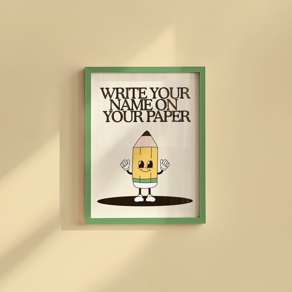 Cute Character Classroom Write Your Name Positivity Retro Art Poster, Unframed Size 12x18