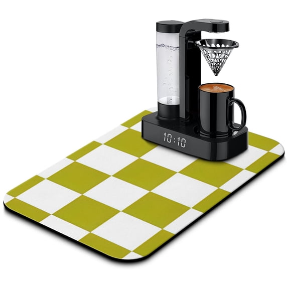 Cute Checkered Coffee Drying Mat Super Absorbent Diatom Mud, Easy to Clean, Perfect Accessory for Kitchen & Coffee Bar, Coffee Mat Retro Aesthetic, 195x12in