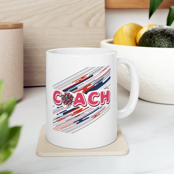 Cheer Coach 11 oz Coffee Mug - Cute Cheerleading Team Gift White Ceramic