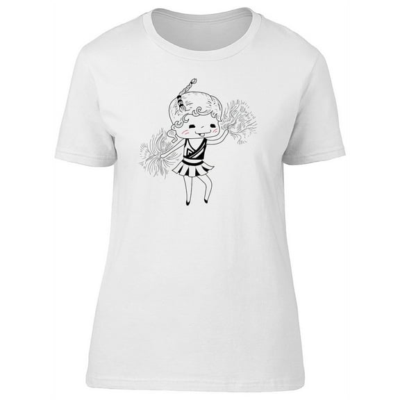 Cute Cheerleader Girl Doodle T-Shirt Women -Image by Shutterstock, Female Small