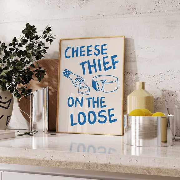 Cute Cheese Poster Kitchen Wall Art Food Quote Decor, Unframed Paper Poster 8x10in