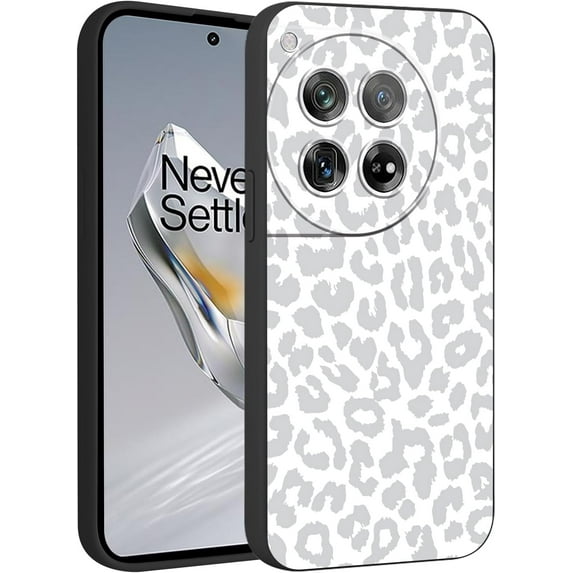 Cute Cheetah Print Phone Case for OnePlus 12 5g 6.82", Aesthetic Coquette Grey Leopard Pattern Design Case Soft Slim Shockproof TPU Protective Funda Cover for Women Girls
