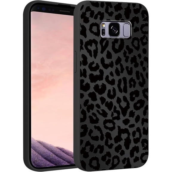 Cute Cheetah Print Phone Case for Samsung Galaxy S8 Plus 6.2", Aesthetic Coquette Black Leopard Pattern Design Case Soft Slim Shockproof TPU Protective Funda Cover for Women Girls