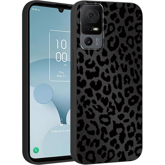 Cute Cheetah Print Phone Case for TCL 40 XL(Lively Jitterbug Smart 4) 6.75", Aesthetic Coquette Black Leopard Pattern Design Case Soft Shockproof TPU Protective Funda Cover for Women Girls