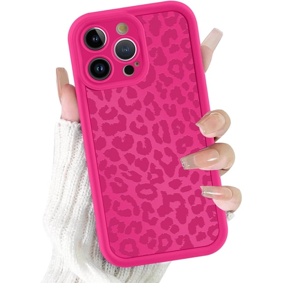 Cute Cheetah Print Phone Case for iPhone 13 Pro Max Case 6.7", Aesthetic Luxury Rose Red Leopard Pattern Design Cover Shockproof Soft Slim TPU Full Camera Lens Protective Funda for Women Girls