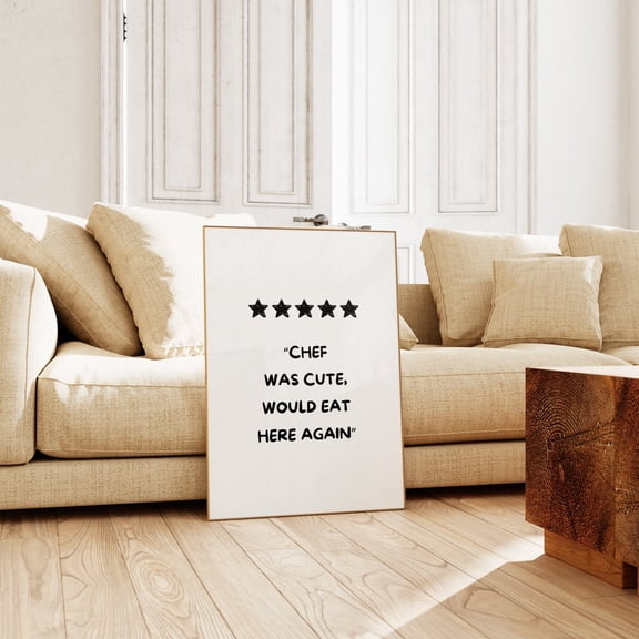 Cute Chef Quote Poster Kitchen Decor Funny Cooking Wall Art, Unframed Canvas 8x10in