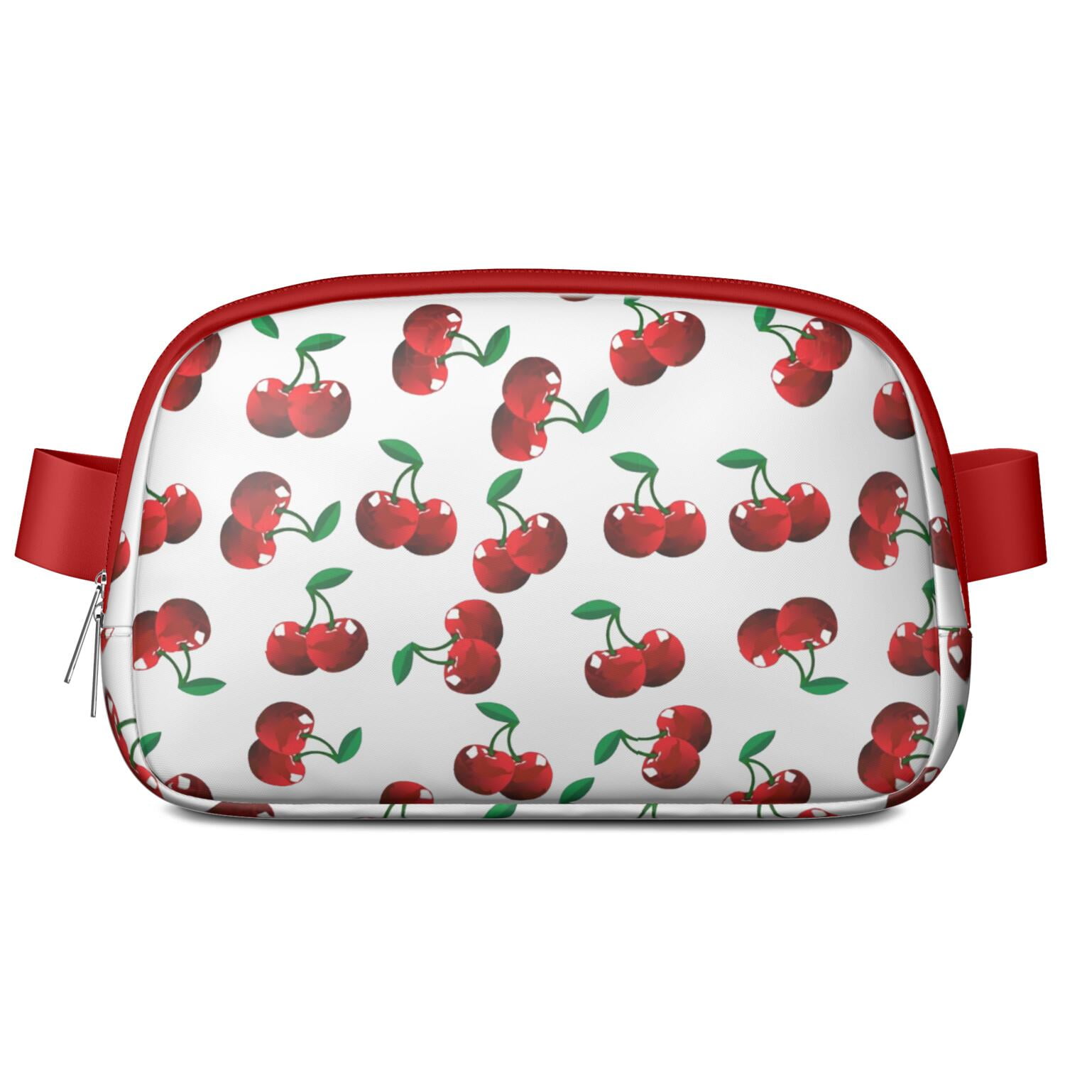 Cute Cherries Belt Bag – Sweet Fruit Fanny Pack with Red & Pink Aesthetic Print for Summer Vibes