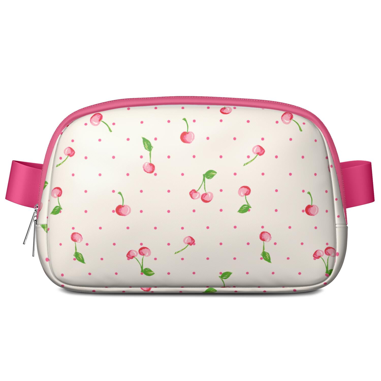Cute Cherries Belt Bag – Sweet Fruit Fanny Pack with Red & Pink Aesthetic Print for Summer Vibes