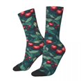 thumbnail image 1 of Cute Cherries Print Stockings Green Leaves Design Casual Socks Autumn Non-Slip Socks Ladie, 1 of 7