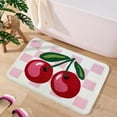 thumbnail image 1 of Cute Cherry Bath Mat for Bathroom Checkered, Non Slip Extra Soft Fluffy Absorbent Microfiber Fun Shower Decor (Pink 17"x27"), 1 of 6