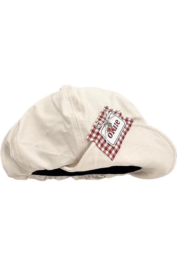 Cute Cherry Beret Hat for Women Vintage Newsboy Slouchy Cap Japanese Preppy Accessories Turned Brim Painter Hats