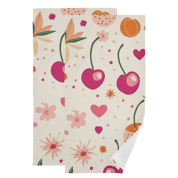 Cute Cherry Blossom Design Hand Towel Absorbent Bath Towels for Bathroom Sports Gym(28.3" X 14.4") Set of 2