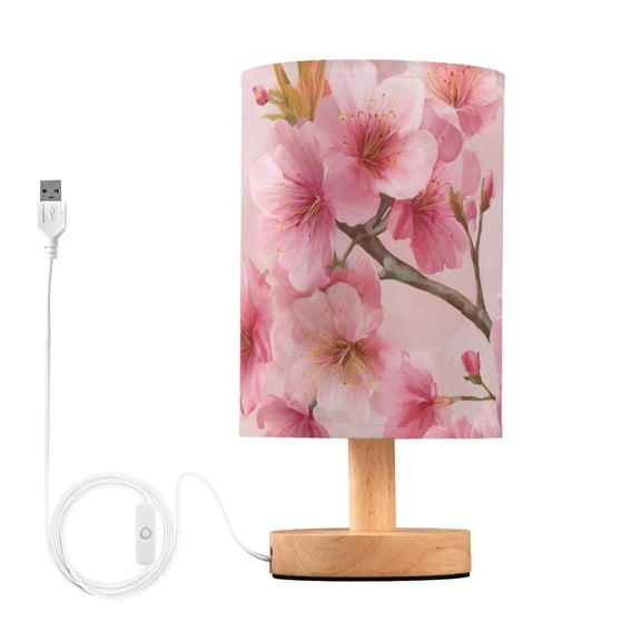 Cute Cherry Blossom Spring Table Lamp with USB Port LED Warm Light Lamp Night Light Home Decor
