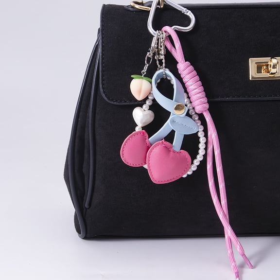 Cute Cherry Braided Keychain Bag Charms for Handbag Purse Backpack Accessories