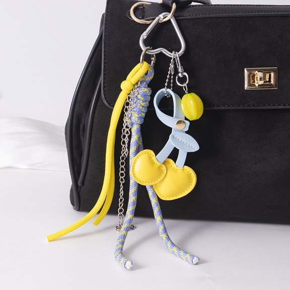 Cute Cherry Braided Keychain Bag Charms for Handbag Purse Backpack Accessories