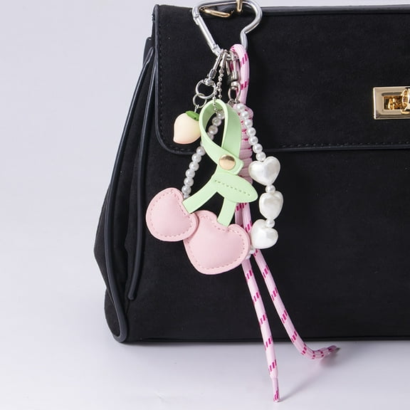 Cute Cherry Braided Keychain Bag Charms for Handbag Purse Backpack Accessories