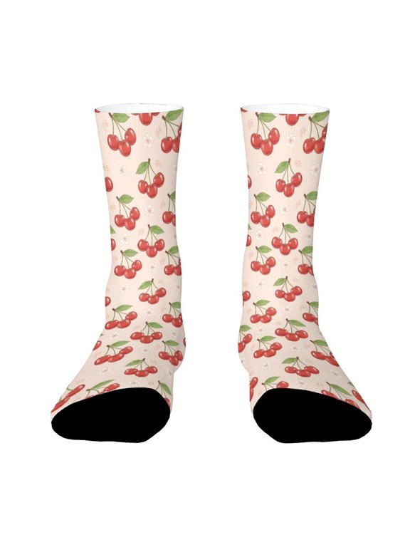 Cute Cherry Funny Novelty Crew Socks for Women Men Sports