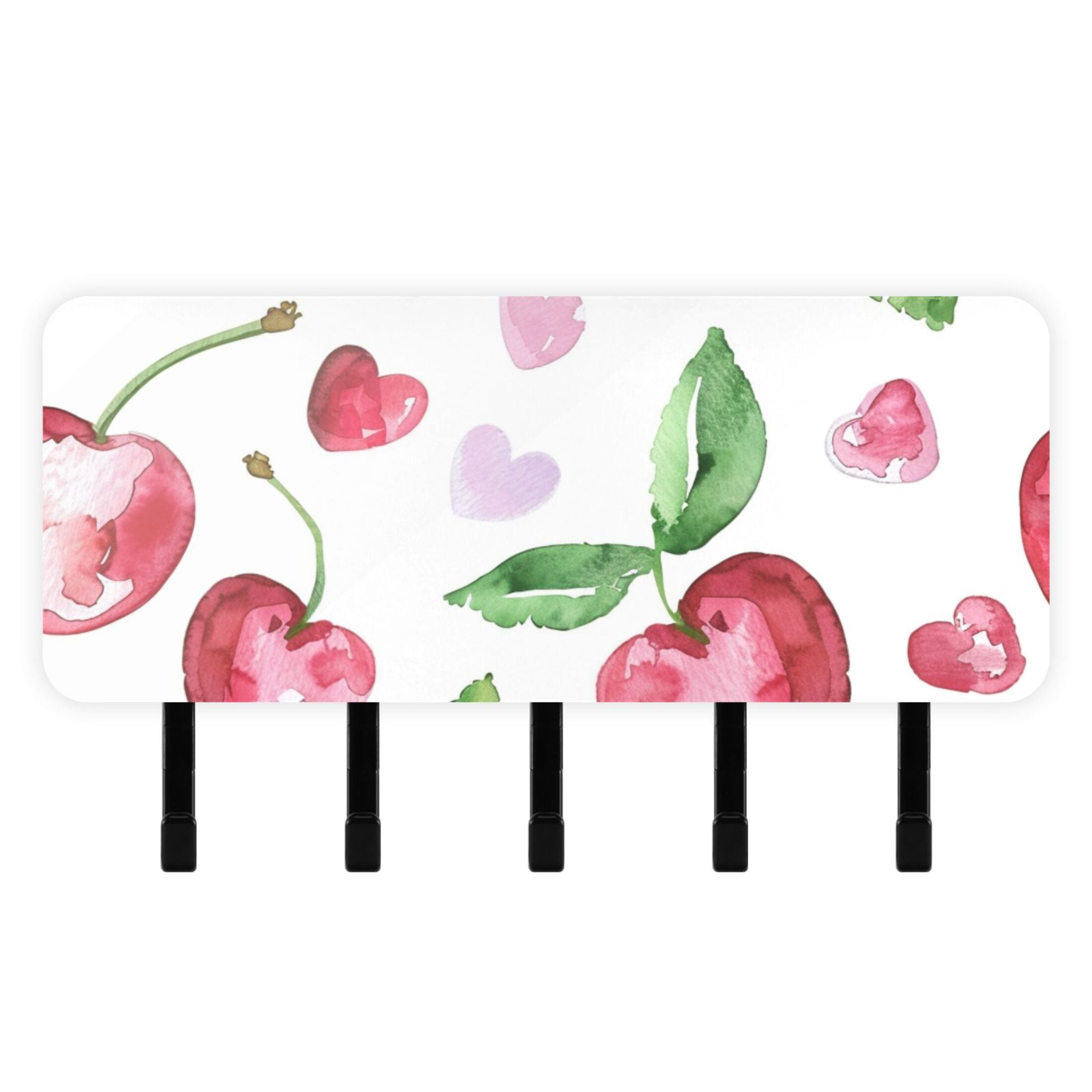 Cute Cherry Key Holder for Wall Mail Holder Organizer with 5 Key Hooks ...