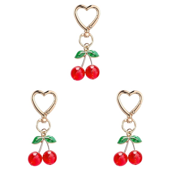 Cute Cherry Keychain,Kawaii Cherry Bag Purse Charms for Women Car Keys Decor Gifts Stuff Accessories,Red