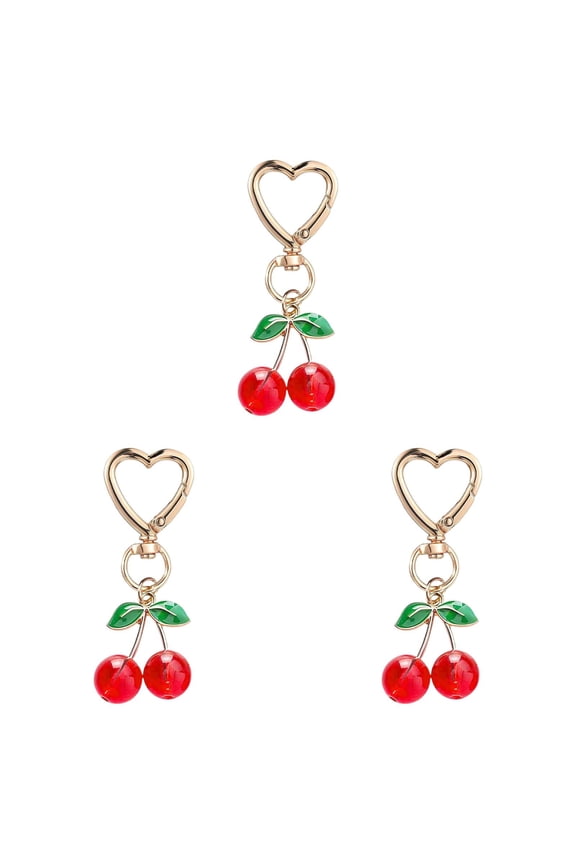 Cute Cherry Keychain,Kawaii Cherry Bag Purse Charms for Women Car Keys Decor Gifts Stuff Accessories,Red