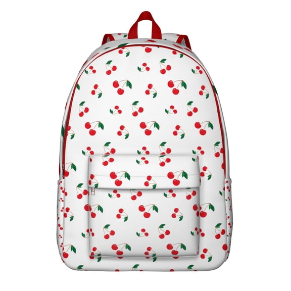 Cute Cherry Lover Backpack, Red and Pink Fruit Print with Artistic Candy Illustration, Ideal for School, Travel, and Everyday Use