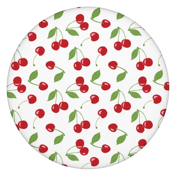 Cute Cherry Lovers Round Tablecloth - Stretch Elastic Edge, Scratch-Resistant & Spill-Proof Waterproof Dining Table Cover (Pink & Red Sweet Art Print)