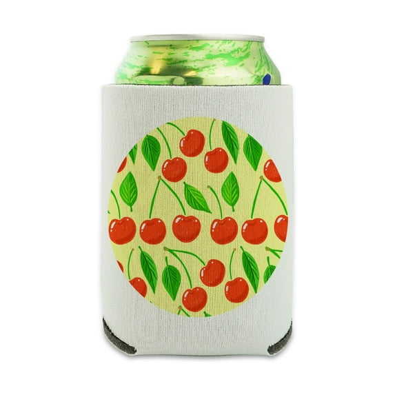 Cute Cherry Pattern Sketchy Can Cooler - Drink Sleeve Hugger Collapsible Insulator - Beverage Insulated Holder
