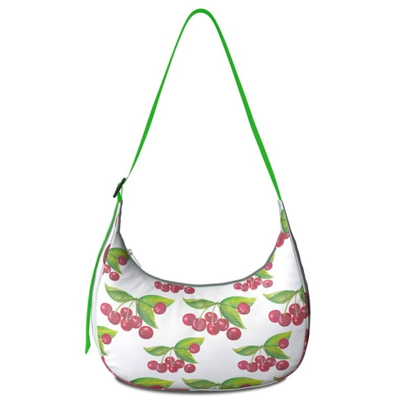 Cute Cherry Print Crossbody Handbag for Women, Red Fruit Shoulder Tote Bag, Aesthetic Candy Pattern Hobo Purse, Lightweight Water-Resistant Travel Bag for Cherry Lovers