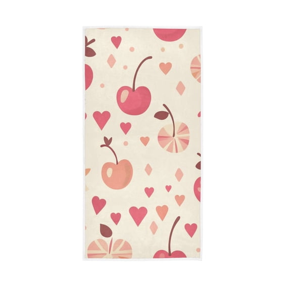 Cute Cherry Print Face Towel Absorbent Hand Towels Bath Sport Gym
