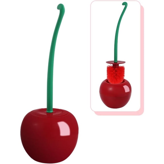 Cute Cherry Toilet Brush and Holder Set, Unique Fruit Bathroom Decor, Fun Bathroom Accessories for Home(RL Red 1 PC)