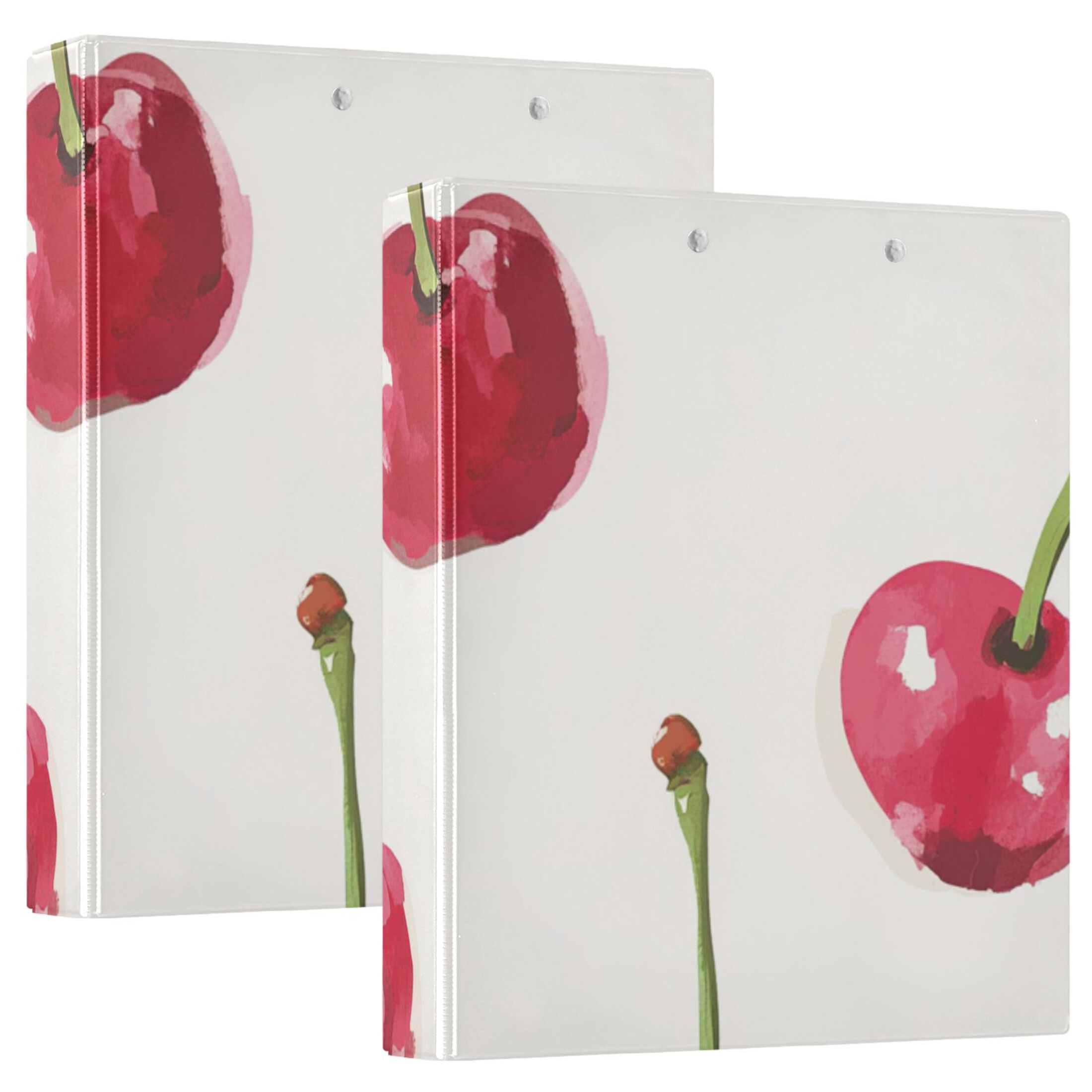 Cute Cherrys 3 Ring Binders 1.5 inch Hardcover File Folders with Interior Pockets A4 Size Organizer for School Office Hospital