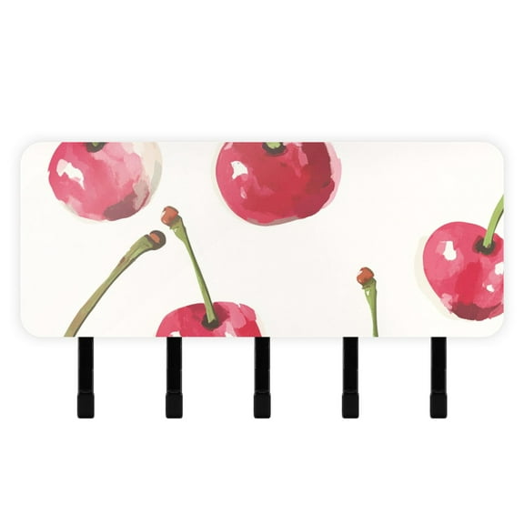 Cute Cherrys Key Holder for Wall Mail Holder Organizer with 5 Key Hooks Wall Mount Key Rack with Shelf
