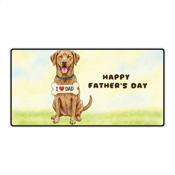 Cute Chesapeake Bay Retriever Loves Dad Happy Father's Day Desk Mat Full Keyboard Mouse Pad Chessie Dog Lover Large Mousepad - 12008